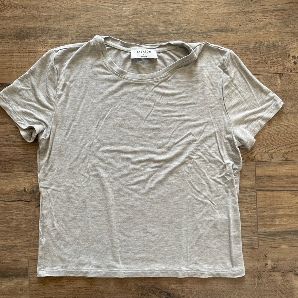 Babaton Basic Gray Cropped T Shirt Women Size S